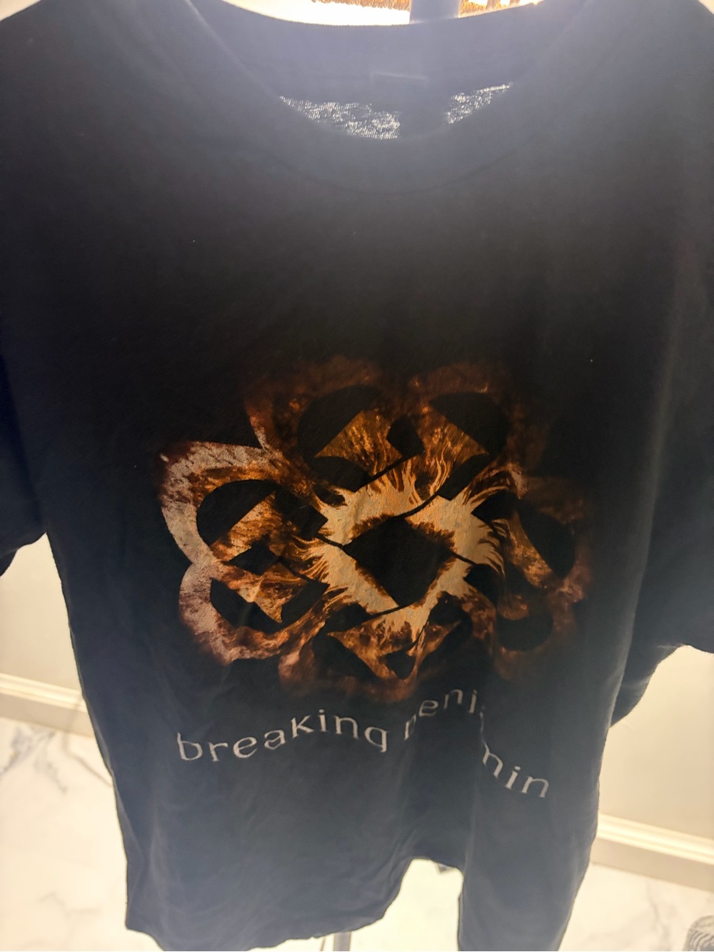 Tultex Breaking Benjamin Black Short-Sleeve Graphic Tee with Burnt Orange Emblem